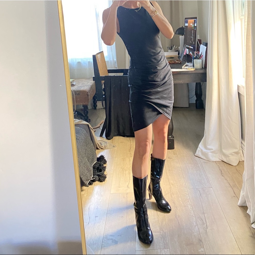 Leith black ruched bodycon dress